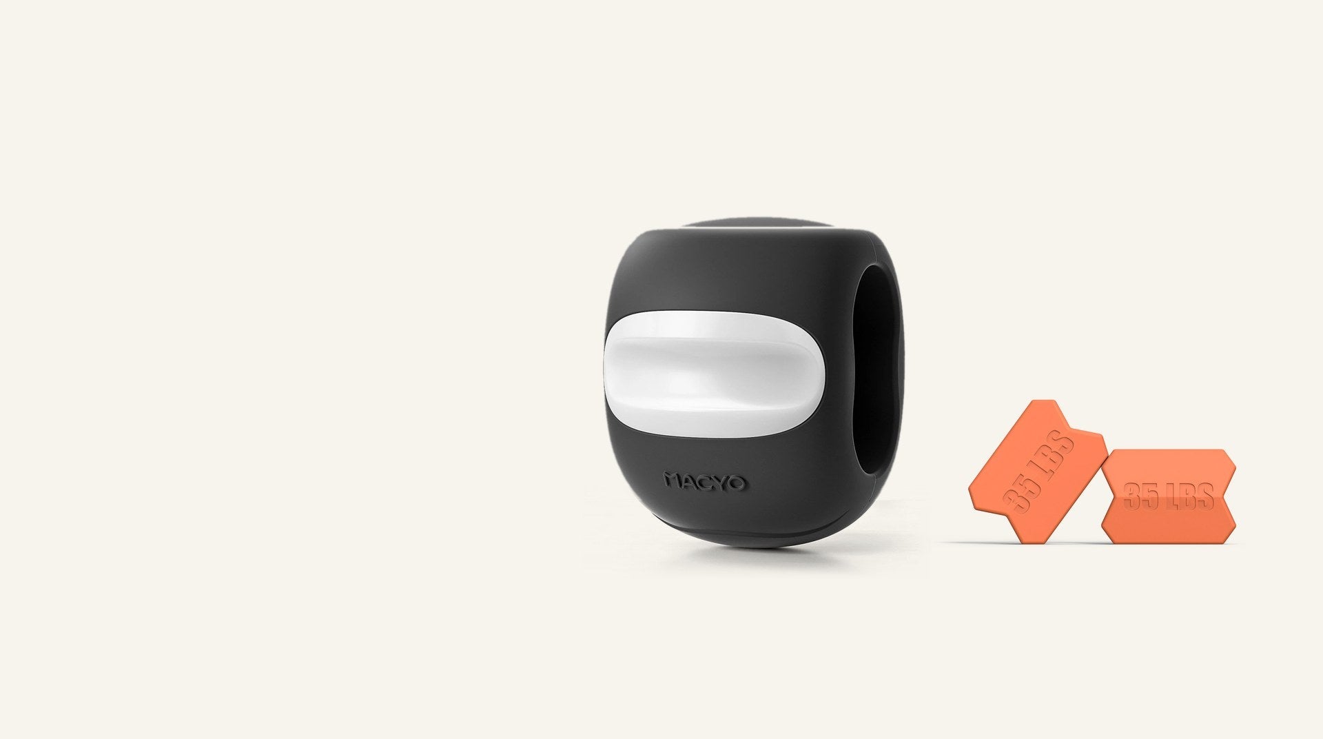 MAXIL Pulse noir et deux blocs MAXIL Impact orange sur fond crème